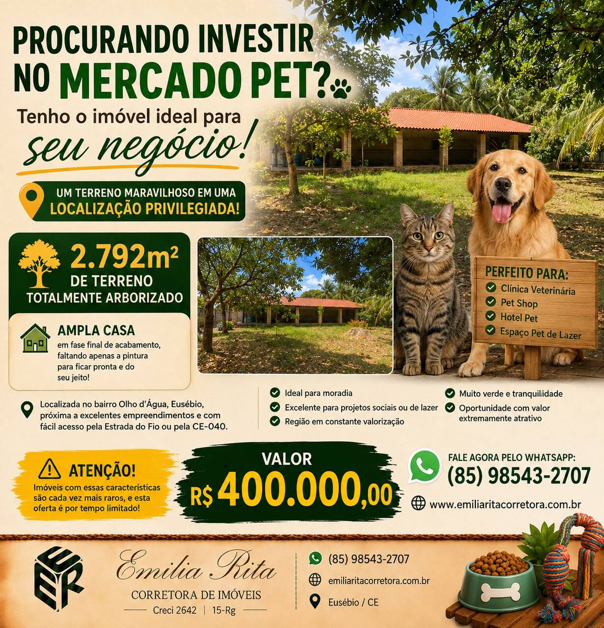 O MERCADO PET ESTÁ EM ALTA E VC QUE  INVESTIR AQUI? TENHO O TERRENO IDEAL