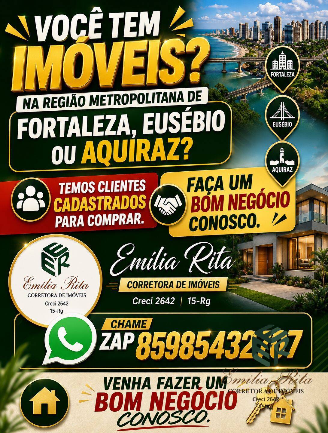 Você deseja comprar  ou vender seu imóvel em Eusebio -CE? Fale conosco
