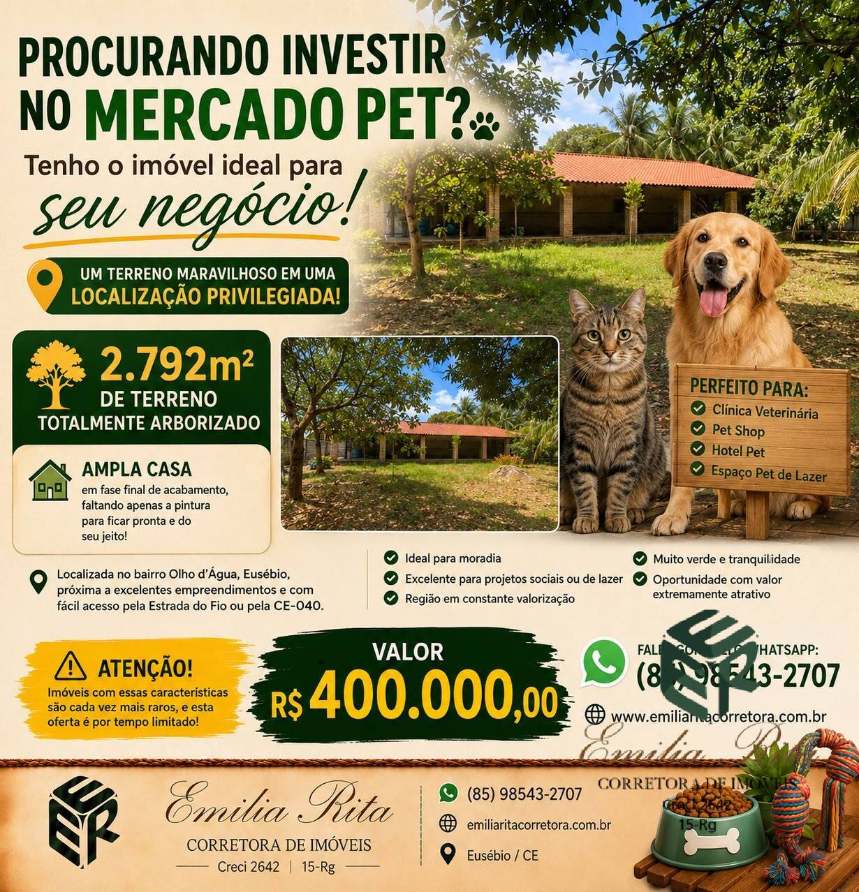 O MERCADO PET ESTÁ EM ALTA E VC QUE  INVESTIR AQUI? TENHO O TERRENO IDEAL